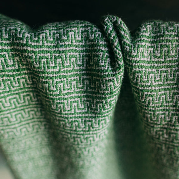 Close up green organic tea towel