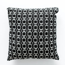 Load image into Gallery viewer, Back of black adn ecru pillow cover
