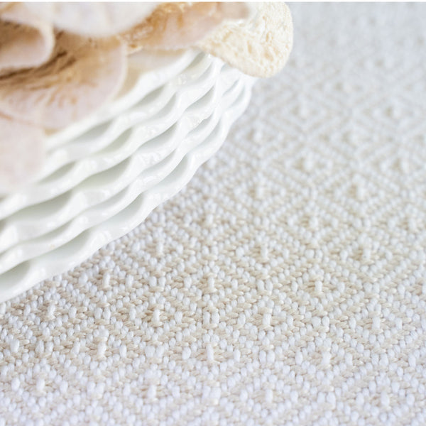 Close up white table runner