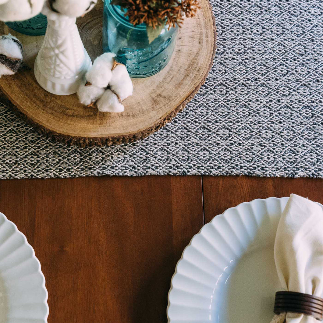 Ecru and Gray table runner