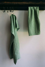 Load image into Gallery viewer, Green tea towels hanging
