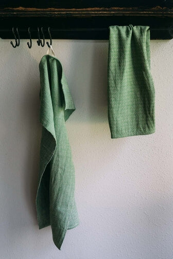 Handwoven Organic Green Tea Towel - Linen and Cotton