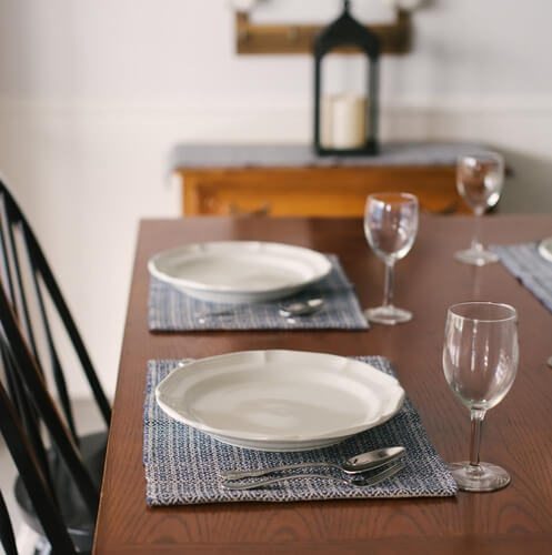 Farmhouse High End Placemats - Blue and White